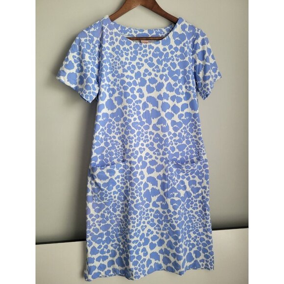 Persifor Dress Women Medium Shift Blue White Animal Stretch Preppy Tuckernuck - Picture 1 of 5
